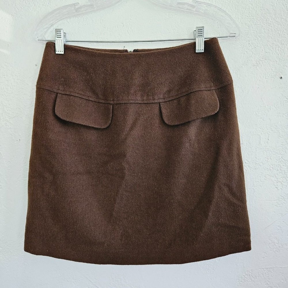 Banana Republic Chocolate Brown Wool Blend Mini Skirt Fall Woman 4 Pockets Lined
